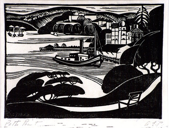 Artist: b'Perry, Adelaide.' | Title: b'Potts Point' | Date: 1929 | Technique: b'linocut, printed in black ink, from one block' | Copyright: b'\xc2\xa9 Adelaide Perry'