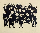 Artist: b'Allen, Joyce.' | Title: b'Watching.' | Date: 1971 | Technique: b'linocut, printed in black ink, from one block'