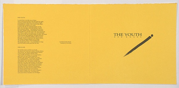 Artist: b'RADO, Ann' | Title: bThe youth: An artist's book comprising 6 loose sheets of image and text | Date: 2001, May | Technique: b'lithograph and photo-lithograph'