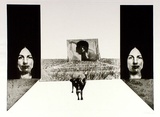 Artist: SHOMALY, Alberr | Title: Self portrait with a cow | Date: 1971 | Technique: photo-etching and aquatint, printed in black ink, from one plate