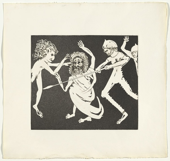 Artist: b'BOYD, Arthur' | Title: b'Magistrate to his guards.' | Date: (1970) | Technique: b'etching and aquatint, printed in black ink, from one plate' | Copyright: b'Reproduced with permission of Bundanon Trust'