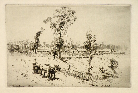 Artist: b'LINDSAY, Lionel' | Title: b'Christmas 1923, Forbes, N.S.W.' | Date: 1922 | Technique: b'etching, printedin black ink, from one plate' | Copyright: b'Courtesy of the National Library of Australia'