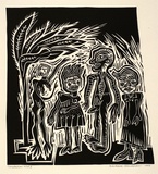 Artist: HANRAHAN, Barbara | Title: Temptation | Date: 1988 | Technique: linocut, printed in black ink, from one block