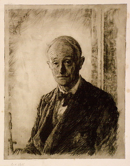 Artist: b'Bull, Norma C.' | Title: b'John Masefield.' | Date: 1934 | Technique: b'etching and aquatint, printed in black ink with plate-tone, from one plate'