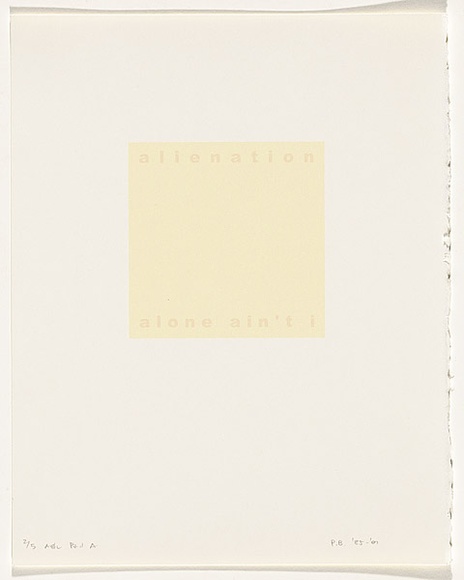Artist: Burgess, Peter. | Title: alienation: alone ain't i. | Date: 2001 | Technique: computer generated inkjet prints, printed in colour, from digital files