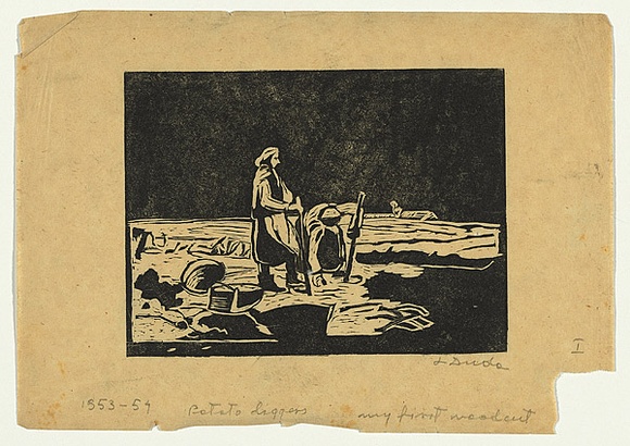 Artist: b'Groblicka, Lidia.' | Title: b'Potato diggers' | Date: 1953-54 | Technique: b'woodcut, printed in black ink, from one block'