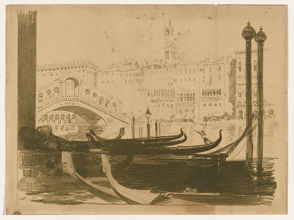 Artist: b'Streeton, Arthur.' | Title: b'The Rialto' | Date: (1912) | Technique: b'lithograph, printed in olive green ink, from one stone'