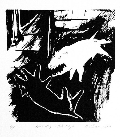Artist: Casey, Karen. | Title: Black dog - white dog II | Date: 1989 | Technique: screenprint, printed in black ink, from one screen