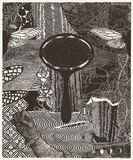 Title: On reflection II | Date: c.2006 | Technique: linocut, printed in black ink, from one block