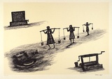 Artist: b'STREET, Mervyn' | Title: b'Penebono (water from the soak)' | Date: 1995, November | Technique: b'lithograph, printed in black ink, from one stone, with cream tint stone'