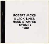 Artist: b'JACKS, Robert' | Title: bBlack lines hand stamped. Sydney 1980: an artists' book containing [27] l.l., with rubber stamps, card cover, staple bound. | Date: (1980) | Technique: b'rubber stamps; black pressure sensitive tape'