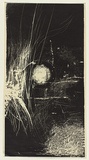 Title: b'not titled [light circle in centre of darkness with other areas scratched away]' | Date: c.1962 | Technique: b'relief-etching, printed in black ink, from one zinc plate'