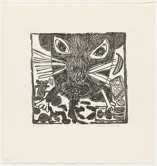 Artist: b'Ciccone, Valerio.' | Title: b'not titled [cat]' | Date: c.1991 | Technique: b'lithograph, printed in black ink, from one stone'