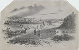 Artist: b'GILL, S.T.' | Title: b'City of Melbourne from the base of Emerald Hill.' | Date: 1855 | Technique: b'lithograph, printed in black ink, from one stone'
