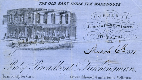 Artist: Purton, E. & Co. | Title: Advertisement: The Old East India Tea Warehouse. Melbourne