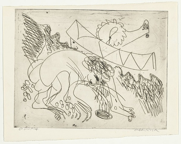 Artist: b'BOYD, Arthur' | Title: b'Bert Hinkler in the Alps.' | Date: (1968-69) | Technique: b'etching, printed in black ink, from one plate' | Copyright: b'Reproduced with permission of Bundanon Trust'