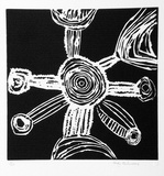 Artist: b'MULUWARA, Andy' | Title: b'not titled' | Date: 1988 | Technique: b'linocut, printed in black ink, from one block'