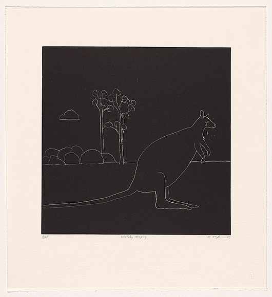 Artist: b'McKenna, Noel.' | Title: b'Wallaby weeping' | Date: 2007 | Technique: b'relief-etching, printed in black ink, from one plate'