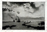 Artist: b'GOODCHILD, John' | Title: b'Yarra Mouth' | Date: 1936 | Technique: b'aquatint, printed in black ink, from one plate'