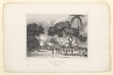 Artist: b'Sainson, Louis de.' | Title: bIncendie des cabanes du Chef Tahofa, sur l'ile On\xc3\xa9ata. (Tonga-Tabou). (Burning of the huts of Chief Tahofa on the island of On\xc3\xa9ata (Tonga-Tabou)) | Date: 1833 | Technique: b'lithograph, printed in black ink, from one stone'