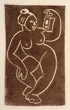 Artist: Stephen, Clive. | Title: (Nude with lantern) | Date: c.1950 | Technique: linocut, printed in brown ink, from one block
