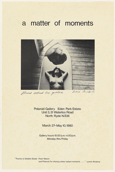 Artist: b'Reisberg, Leonie.' | Title: b'A Matter of Moments Polaroid Galelry.' | Date: 1980 | Technique: b'screenprint'