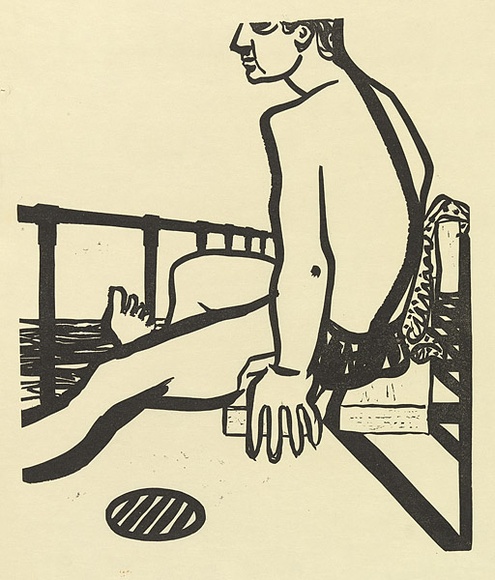 Artist: UNKNOWN | Title: not titled [exhibition announcement]. | Technique: linocut, printed in black ink, from one block