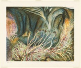 Artist: b'Robinson, William.' | Title: b'Creation landscape - Man and the Spheres III.' | Date: 1991, September, October, November | Technique: b'lithograph, printed in colour, from 10 stones [or plates]'