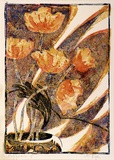 Artist: b'Pye, Mabel.' | Title: b'Poppies' | Date: c.1935 | Technique: b'linocut, printed in colour inks, from multiple blocks'
