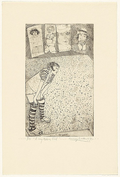 Artist: b'WALKER, Murray' | Title: b'A very modern girl' | Date: 1973 | Technique: b'etching, printed in black ink, from one plate'