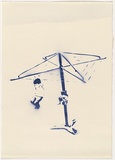 Artist: Doyle, Adrian. | Title: Boy on clothes line. | Date: 2003 | Technique: stencil, printed in blue, from one stencil