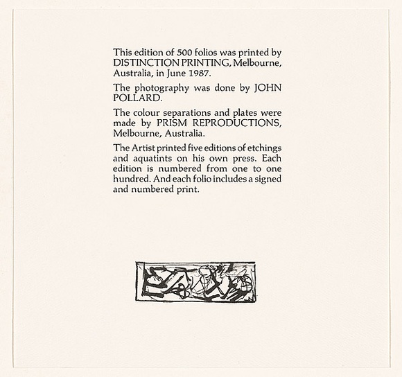 Title: b'Colophon for Bruno Leti: Landscapes, memories and fantasies' | Date: 1987 | Technique: b'offset-lithograph, printed in black ink, from one plate'