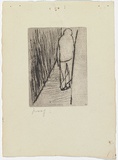 Artist: b'MADDOCK, Bea' | Title: b'Lane figure' | Date: 1966 | Technique: b'drypoint, printed in black ink with plate-tone, from one copper plate'