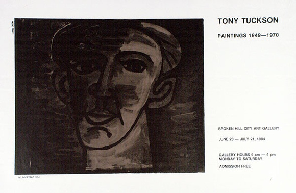 Artist: b'MERD INTERNATIONAL' | Title: b'Poster: Tony Tuckson, paintings 1949-70, Broken Hill Art Gallery' | Date: 1984 | Technique: b'screenprint'