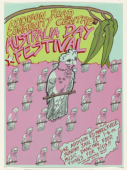 Artist: b'McMahon, Marie.' | Title: b'<p>Addison Road Community Centre: Australia Day Festival</p>' | Date: 1979 | Technique: b'screenprint, printed in colour, from multiple stencils'