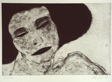 Artist: Fort, Dale. | Title: not titled [woman with heart on cheek] | Date: 1989 | Technique: etching, printed in black ink, from one plate