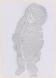 Artist: b'CIVIL,' | Title: b'Radiation suit.' | Date: 2003 | Technique: b'stencil, printed in silver ink, from one stencil'
