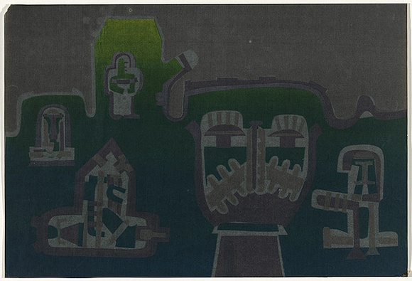 Title: b'A head in a wall' | Date: 1963 | Technique: b'screenprint, printed in colour, from multiple stencils'