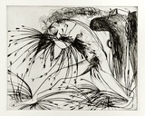 Artist: b'BOYD, Arthur' | Title: b'Nebuchadnezzar with beast and cornstalks.' | Date: (1968-69) | Technique: b'etching, printed in black ink, from one plate' | Copyright: b'Reproduced with permission of Bundanon Trust'