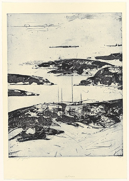 Artist: b'SCHMEISSER, Jorg' | Title: b'Mawson Station' | Date: 2001 | Technique: b'etching, printed in blue ink, from one plate' | Copyright: b'\xc2\xa9 J\xc3\xb6rg Schmeisser'