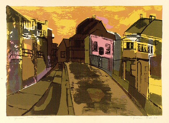Artist: b'Graham, Anne.' | Title: b'Glenmore Road, Paddington' | Date: 1969 | Technique: b'screenprint, printed in colour, from five stencils'