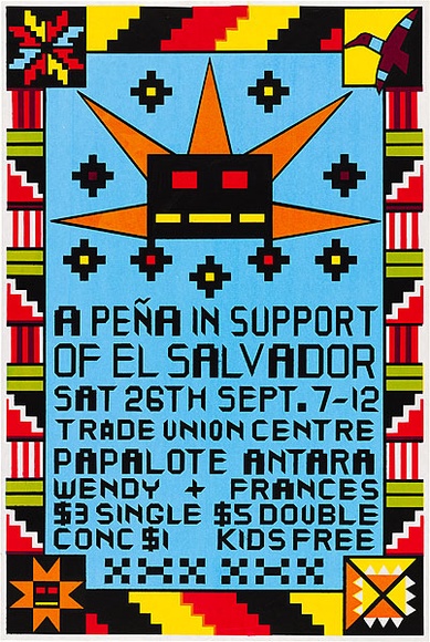 Artist: CALLAGHAN, Michael | Title: A Peña in support of El Salvador. | Date: 1981 | Technique: screenprint, printed in colour, from multiple stencils | Copyright: © Michael Callaghan