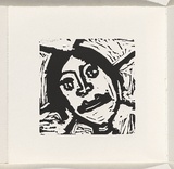 Title: b'I am [page 6]' | Date: 2000 | Technique: b'linocut, printed in black ink, from one block'