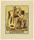 Artist: b'SELLBACH, Udo' | Title: b'(Still life with vessels)' | Date: 1951 | Technique: b'lithograph, printed in colour, from three stones [or plates]'