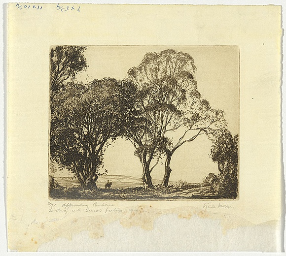 Artist: b'Morgan, Squire.' | Title: b'Approaching Canberra' | Date: c.1927 | Technique: b'etching'