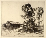 Artist: LONG, Sydney | Title: <p>The blacksmith's shop</p> | Date: (1928) | Technique: line-etching, printed in black ink from one copper plate | Copyright: Reproduced with the kind permission of the Ophthalmic Research Institute of Australia