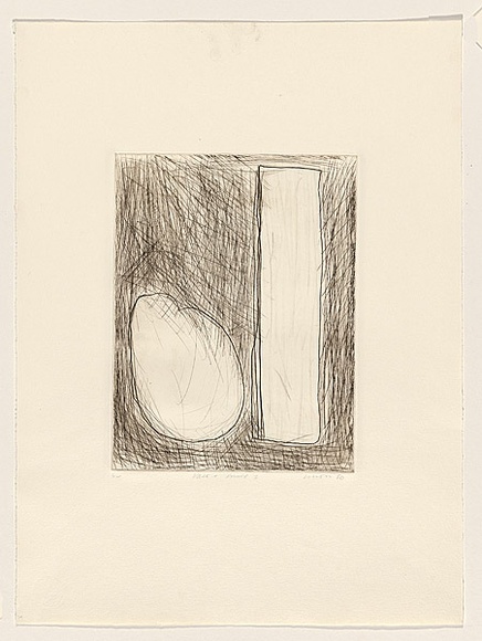 Title: b'Vase and fruit 2' | Date: 1980 | Technique: b'drypoint, printed in black ink, from one perspex plate'