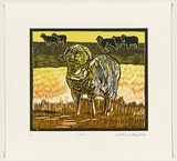 Title: b'Ram' | Date: 2008 | Technique: b'linocut, printed in colour, from multiple blocks; embossed'