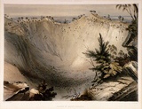 Artist: b'Angas, George French.' | Title: b'Crater of Mount Schanck.' | Date: 1846-47 | Technique: b'lithograph, printed in colour, from multiple stones; varnish highlights by brush'