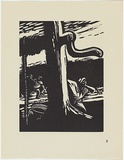 Artist: b'Counihan, Noel.' | Title: b'Joe! Joe! The traps are coming.' | Date: 1954 | Technique: b'linocut, printed in black ink, from one block'